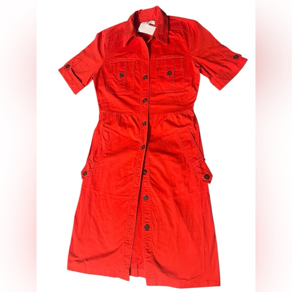 Derek Lam Dresses & Skirts - Derek Lam Collective Red Utility Dress Size 44 -  (M)Button Down Midi NWT